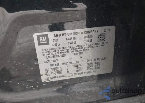 2016 Buick Encore Premium z USA, uszkodzony, nr VIN KL4CJDSBXGB712606